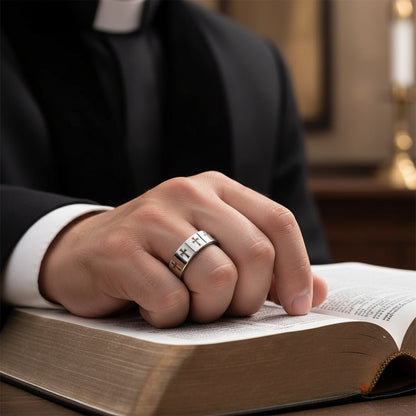 Laser Engraved Cross Tungsten Wedding Band