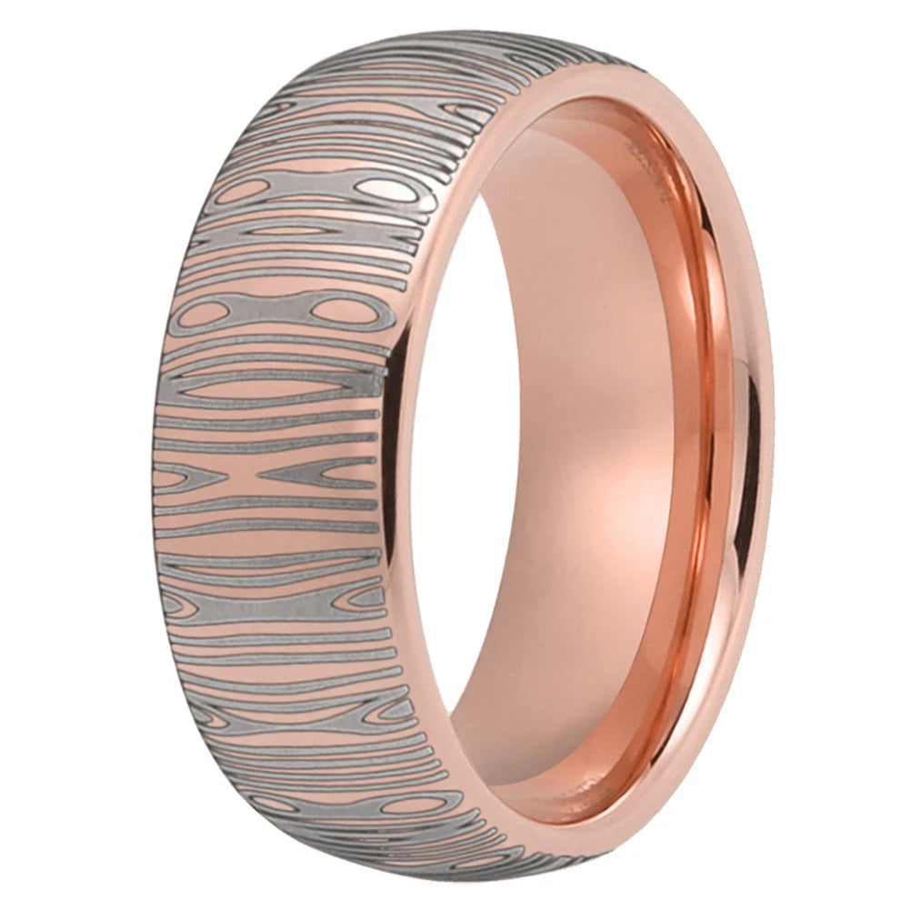 Laser Engraved Damascus Tungsten Ring