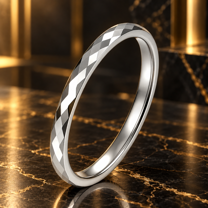 2mm Faceted Tungsten Stacking Ring