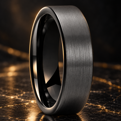 Pipe Cut Tungsten Wedding Band
