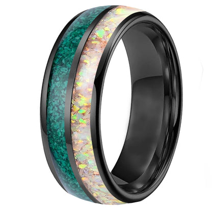Malachite Inlaid Tungsten Ring