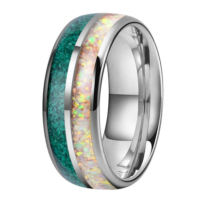 Malachite Inlaid Tungsten Ring