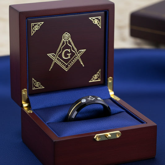 Masonic Tungsten Ring with Stones