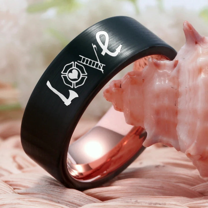 Matte Black With Rose tungsten Ring – 