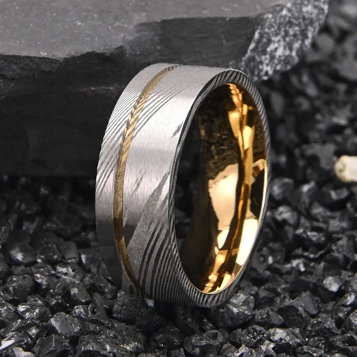 Tungsten Damascus Ring