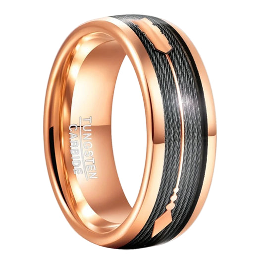 Men 8mm Tungsten Carbide Ring Rose Gold Arrow Design