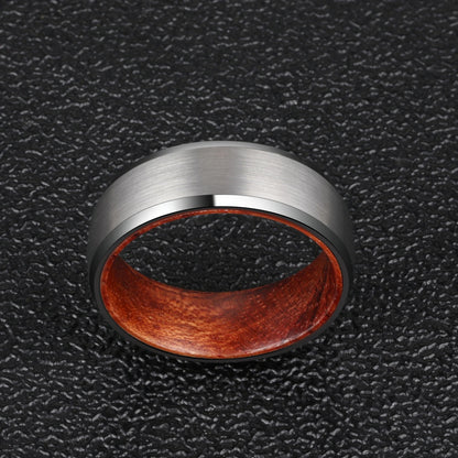 Men’s 8mm Wood Inlay Wedding Ring with Matte Finish
