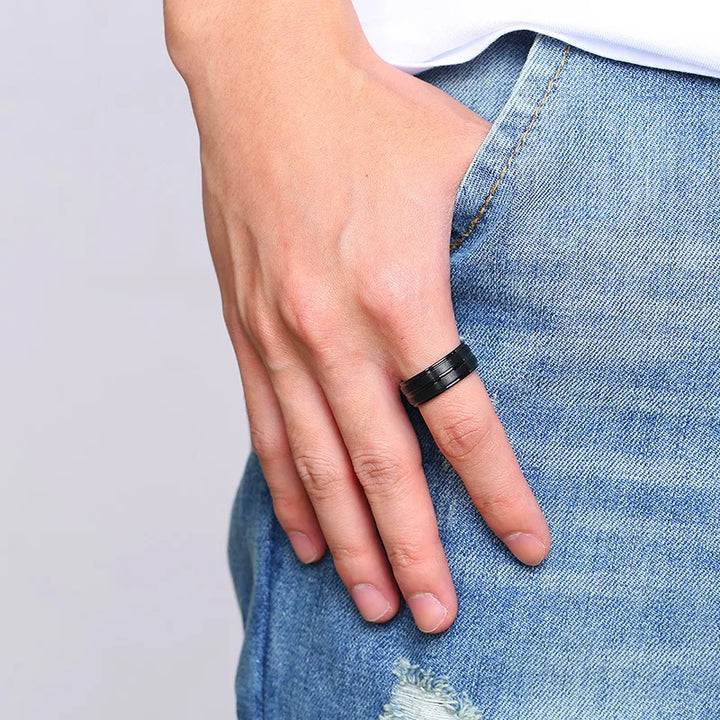 Men's Black Tungsten Ring
