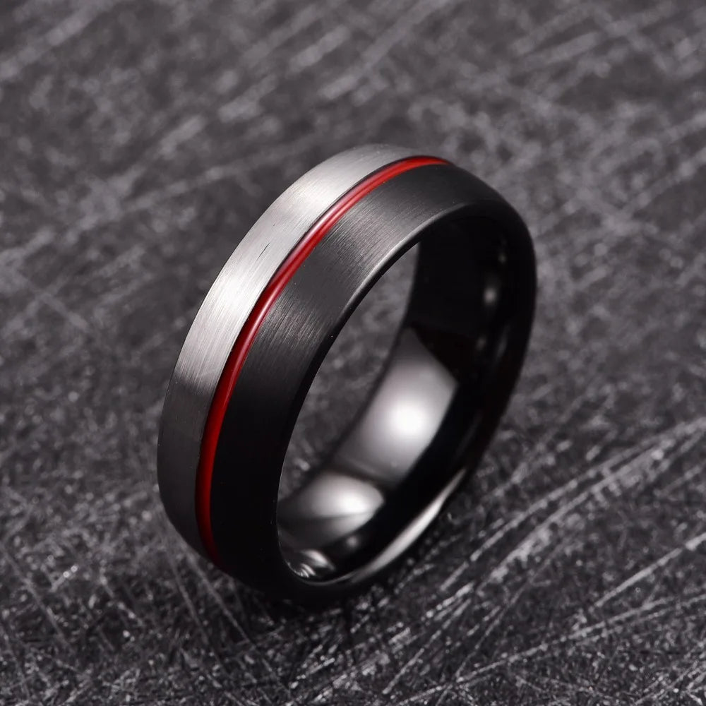 Men’s Black and Silver Tungsten Wedding Band