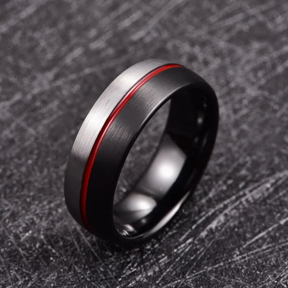 Men’s Black and Silver Tungsten Wedding Band