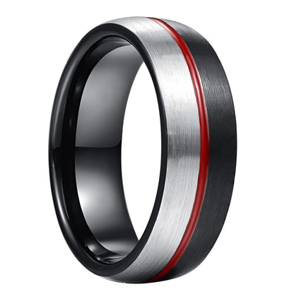 Men’s Black and Silver Tungsten Wedding Band