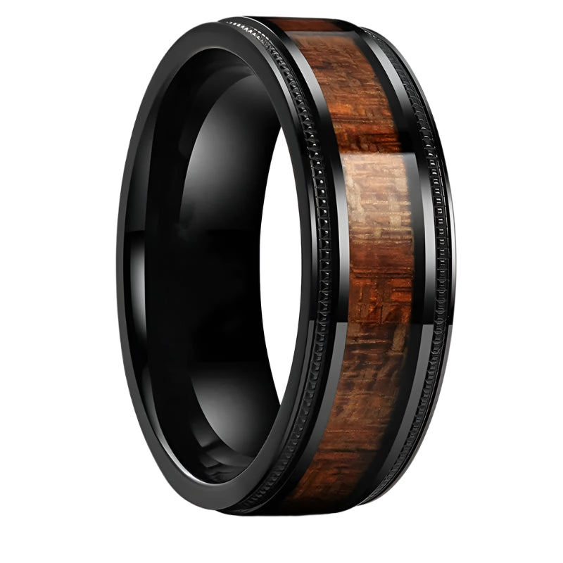 Men’s Vintage Wood Grain Ring – Stainless Steel Gift
