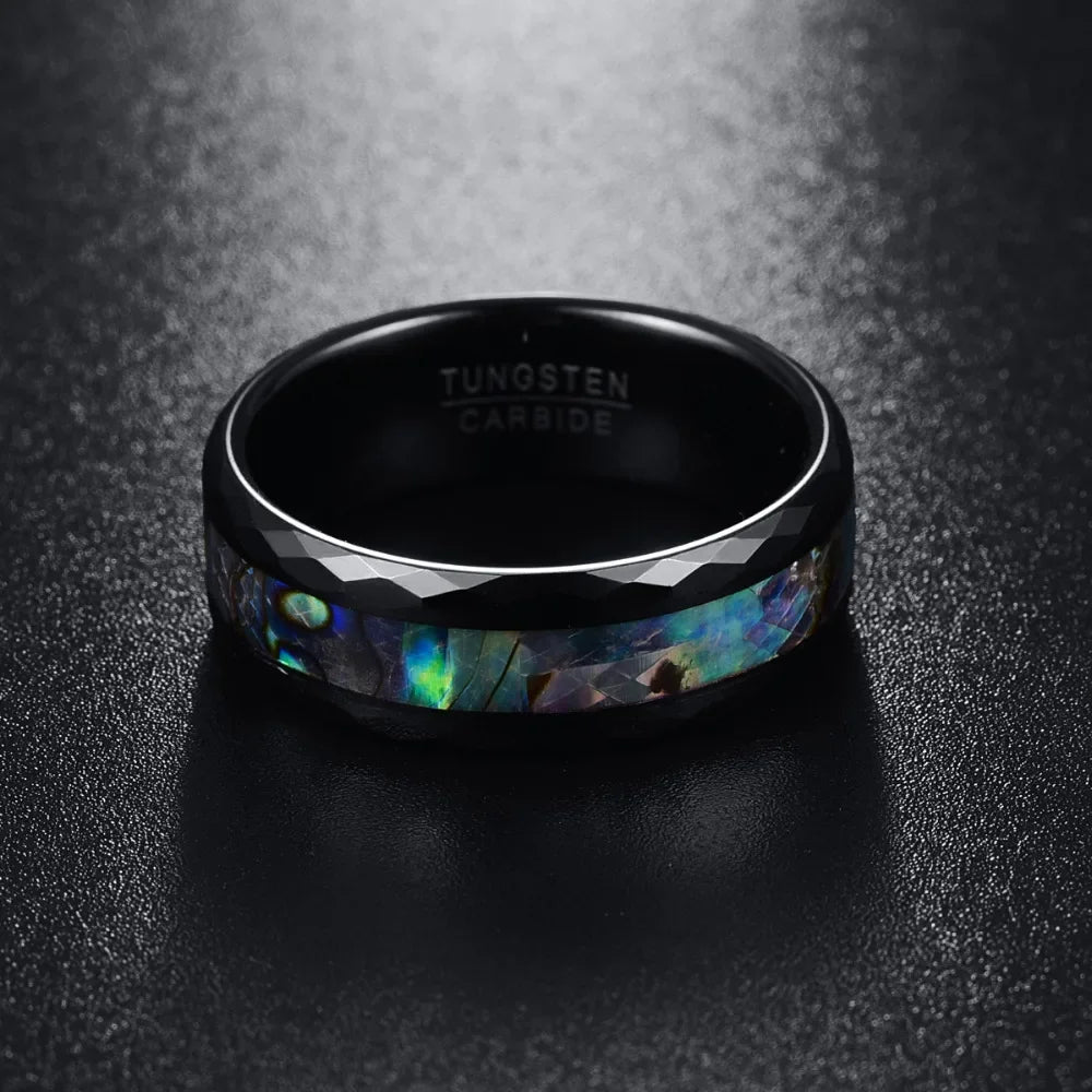 Mens Abalone Wedding Band