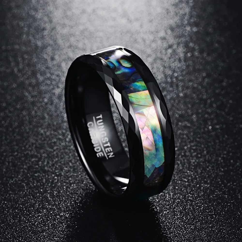 Mens Abalone Wedding Band
