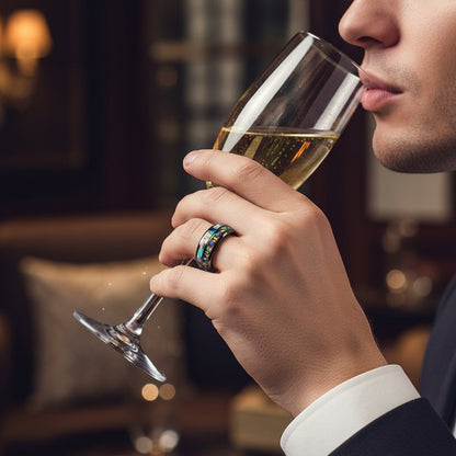 Mens_Black_Tungsten_Ring_with_Opal__Shell_Inlay