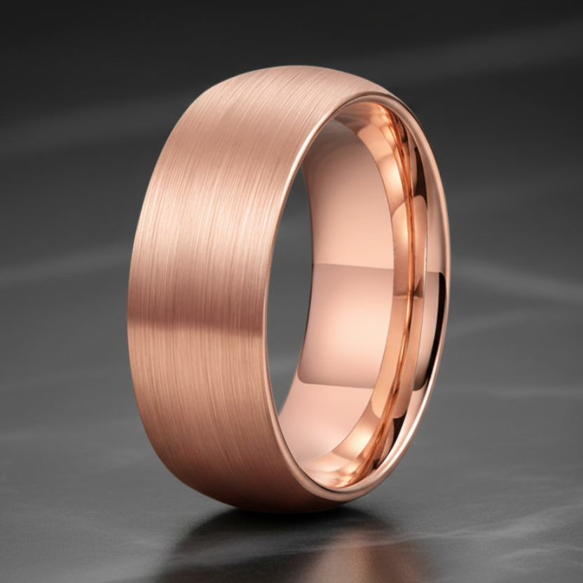 8mm Rose Gold Tungsten Wedding Band
