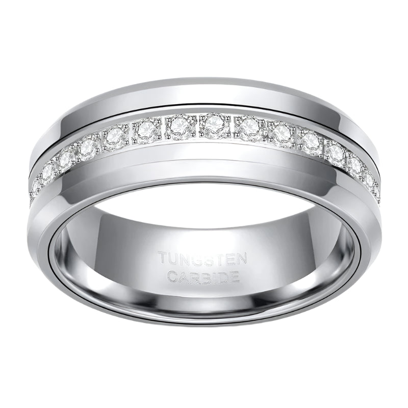 Mens Silver Tungsten Ring