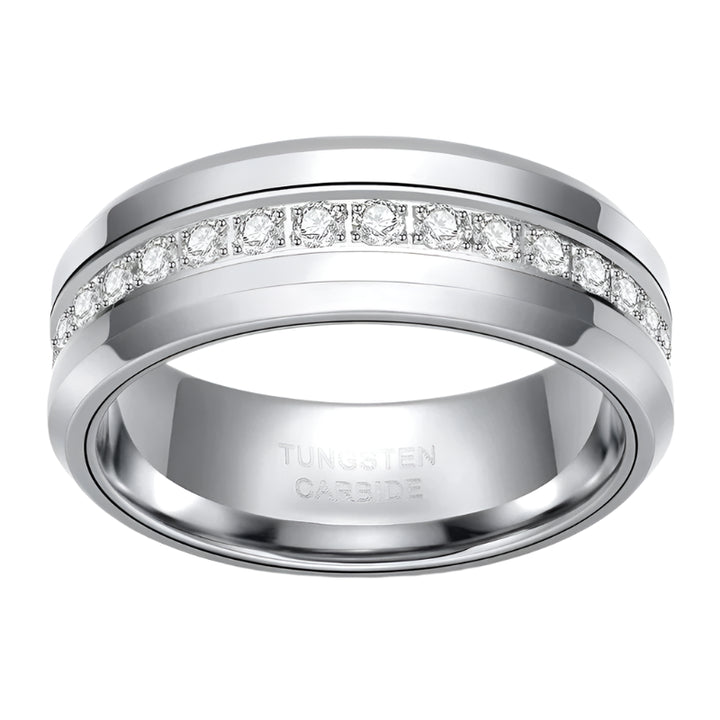 Mens Silver Tungsten Ring
