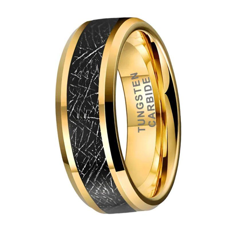 Mens Tungsten Meteorite Wedding Band