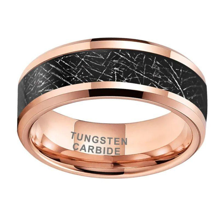 Mens Tungsten Meteorite Wedding Band