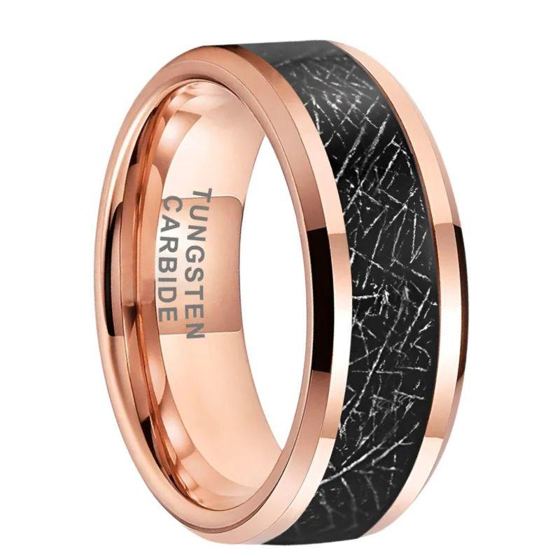 Mens Tungsten Meteorite Wedding Band