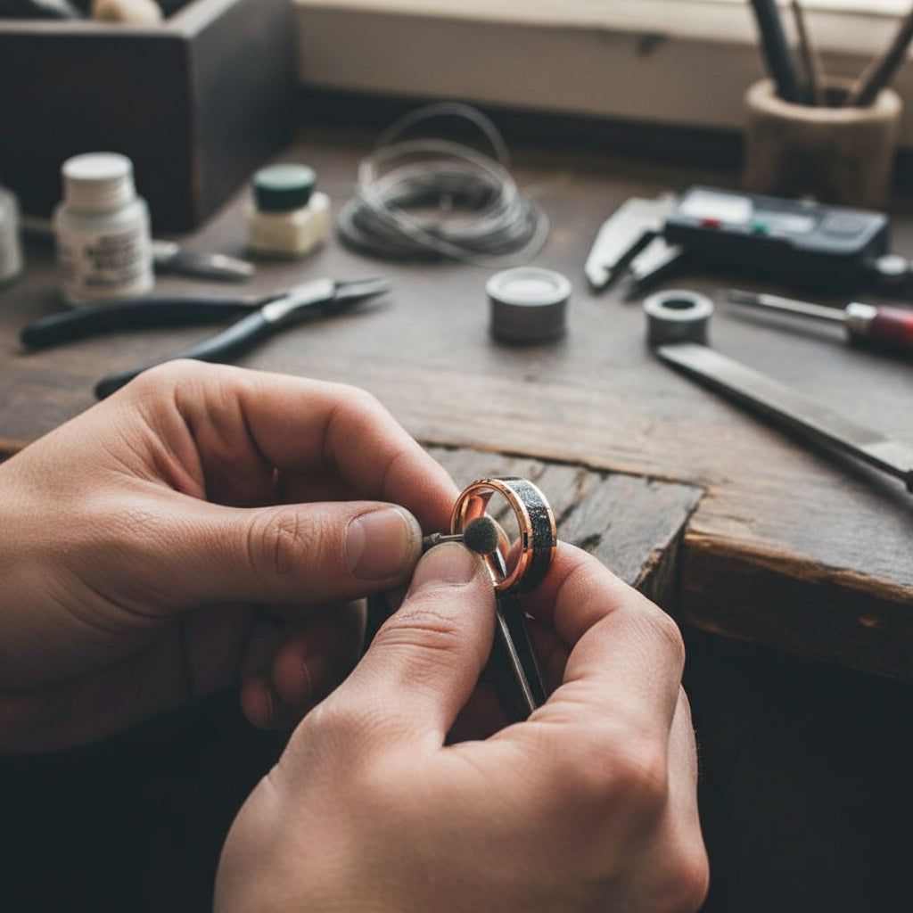 Mens Tungsten Meteorite Wedding Band