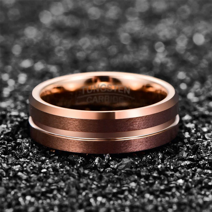 Mens Tungsten Wedding Bands with Rose Gold