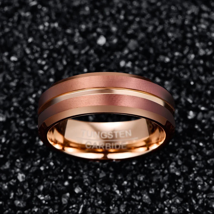 Mens Tungsten Wedding Bands with Rose Gold