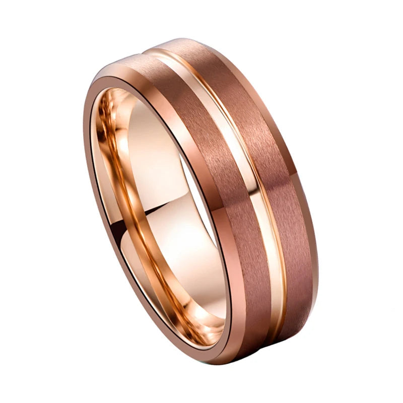 Mens Tungsten Wedding Bands with Rose Gold