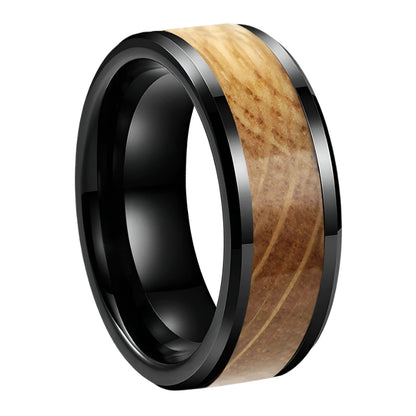 Mens Tungsten Wood Wedding Band