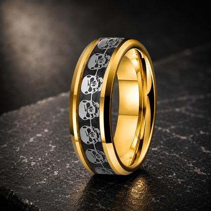 Mens tungsten skull ring