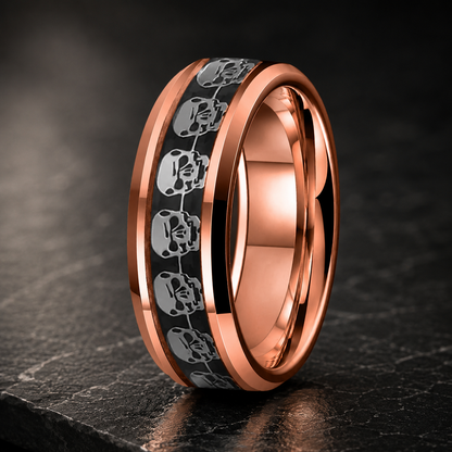 Mens tungsten skull ring