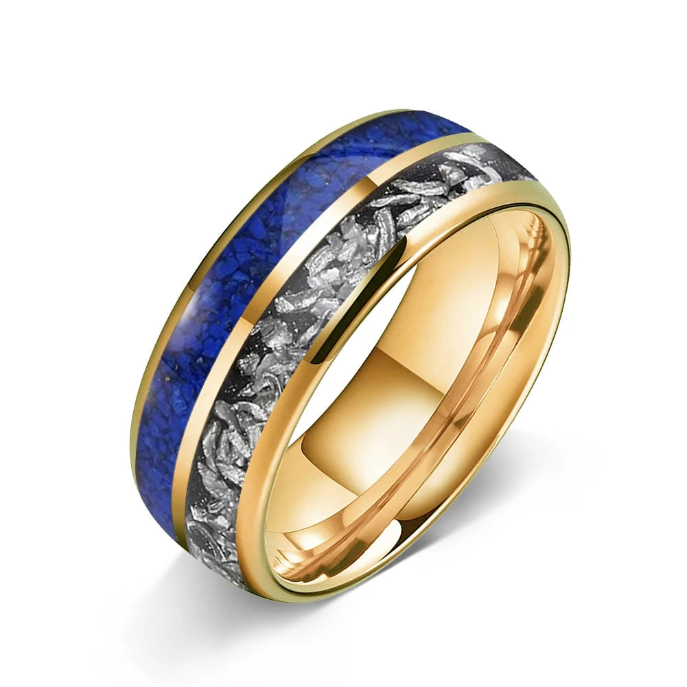 Meteorite Lapis Lazuli Tungsten Ring