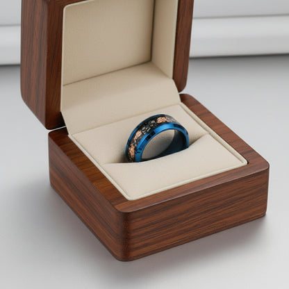 Meteorite Rose Gold Inlay Tungsten Carbide Ring