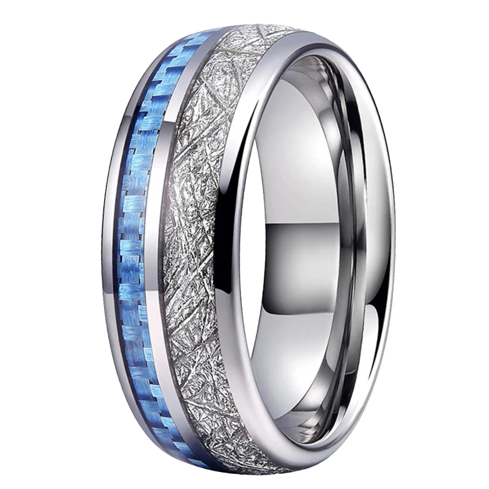 Meteorite Carbon Signature Tungsten Ring