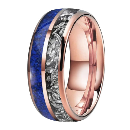 Meteorite Lapis Lazuli Tungsten Ring