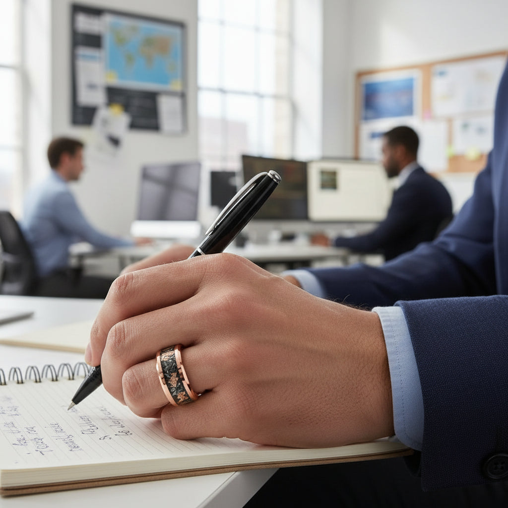Meteorite Rose Gold Inlay Tungsten Carbide Ring