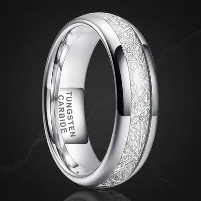 Meteorite Silver Tungsten Carbide Ring