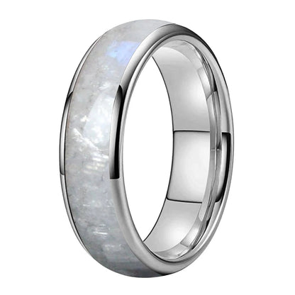 Moonstone Inlay Tungsten Wedding Band
