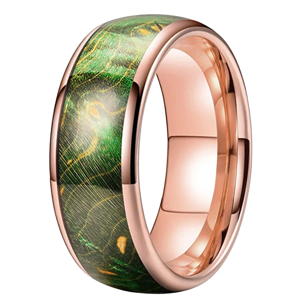 Multicolor Dyed Wood Tungsten Ring