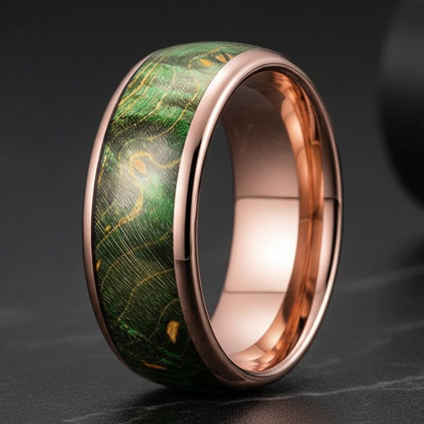 Multicolor Dyed Wood Tungsten Ring