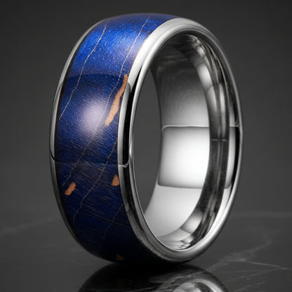 Multicolor Dyed Wood Tungsten Ring