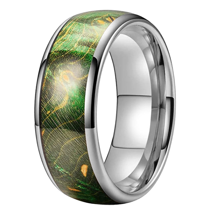 Multicolor Dyed Wood Tungsten Ring