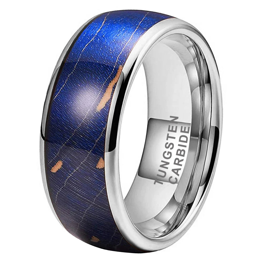 Multicolor Elder Wood Inlay Tungsten Wedding Band