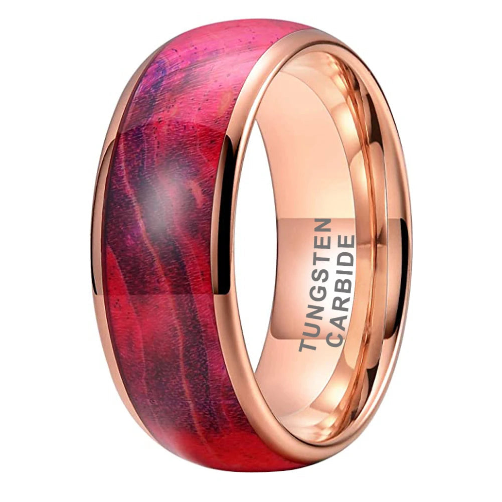 Multicolor Elder Wood Inlay Tungsten Wedding Band