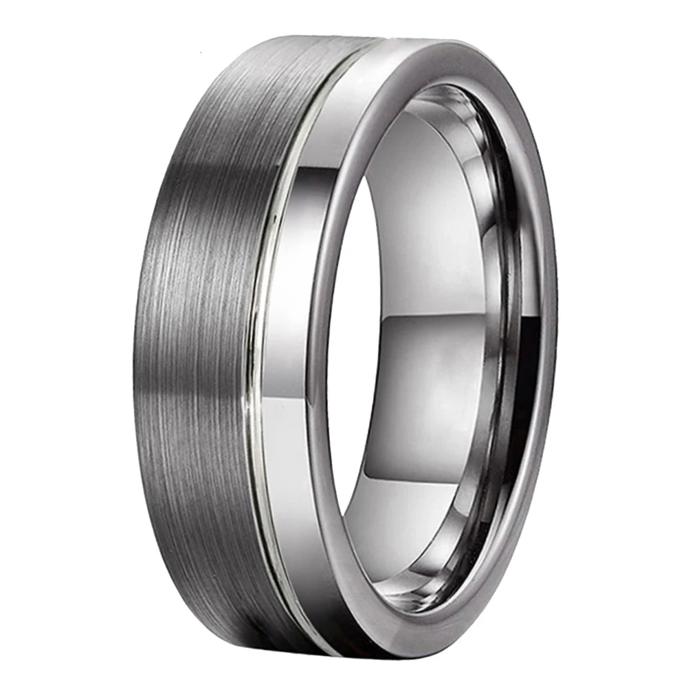 Offset Groove Tungsten Wedding Band