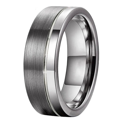 Offset Groove Tungsten Wedding Band