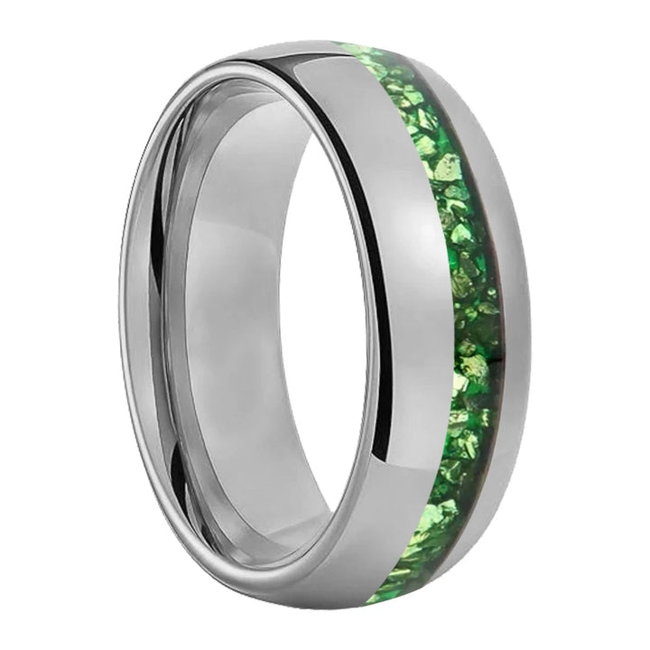 Offset Groove Crystal Tungsten Ring