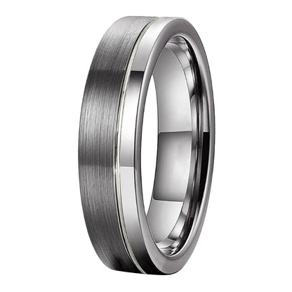 Offset Groove Tungsten Wedding Band
