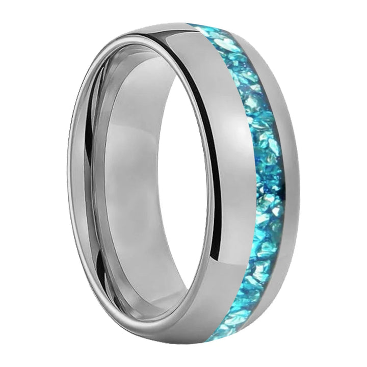 Offset Groove Crystal Tungsten Ring
